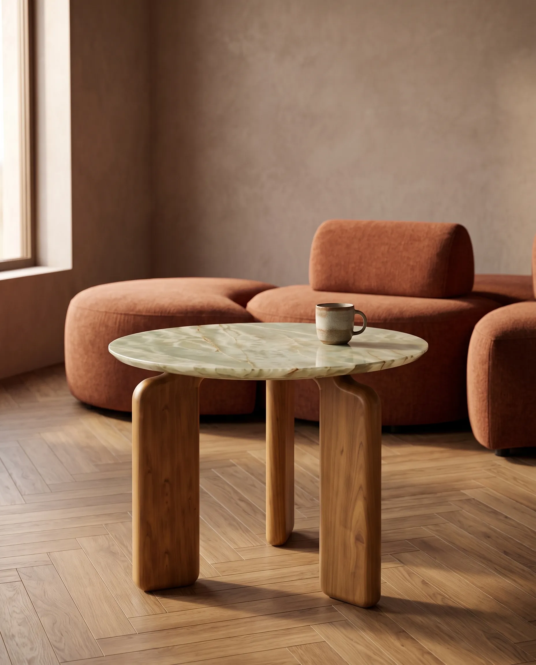 Mesa de Apoyo Rossi de la colección Solenne de Sierra, en ambiente