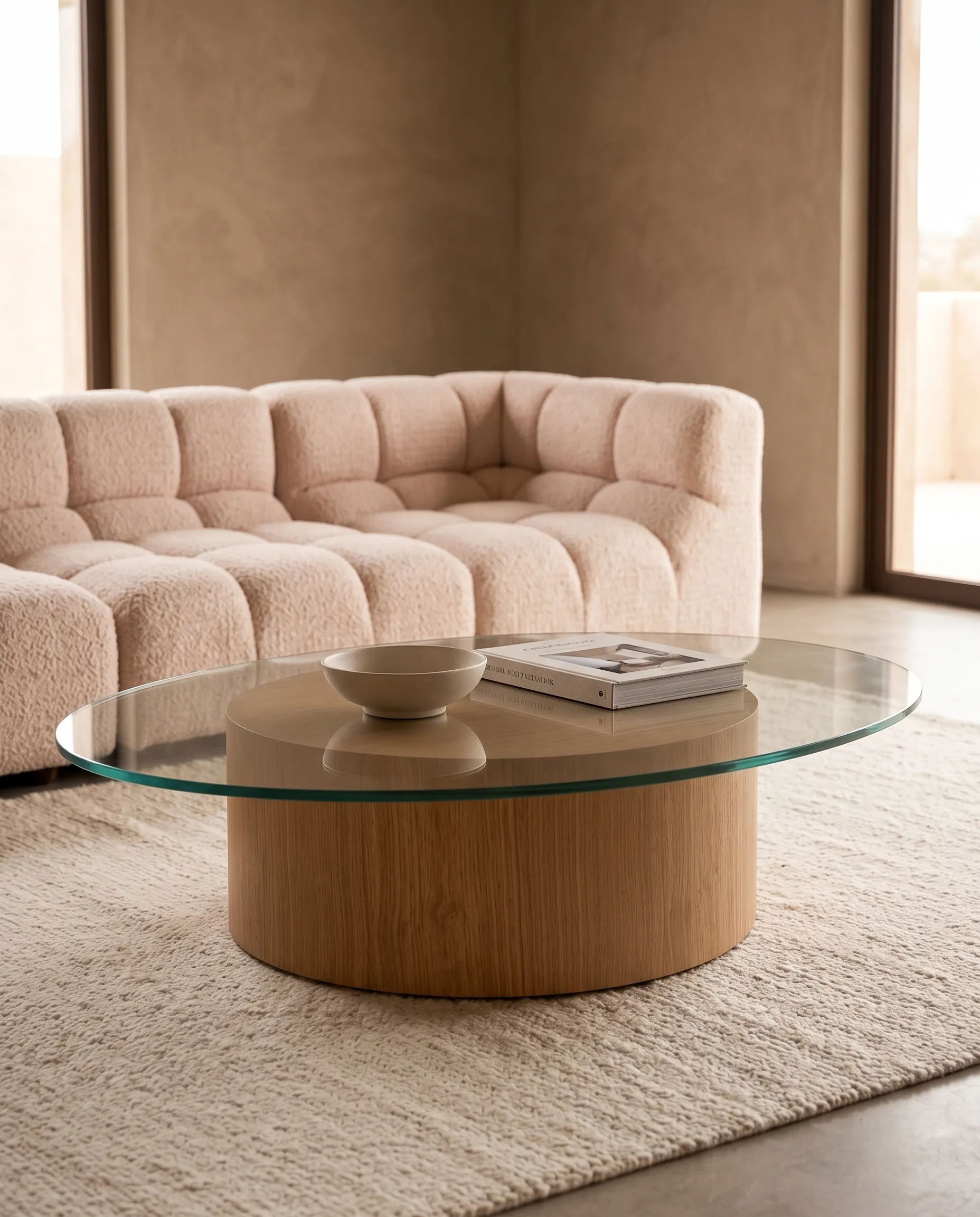 Mesa de Centro Cristallo Oval de la colección Solenne de Sierra, en ambiente