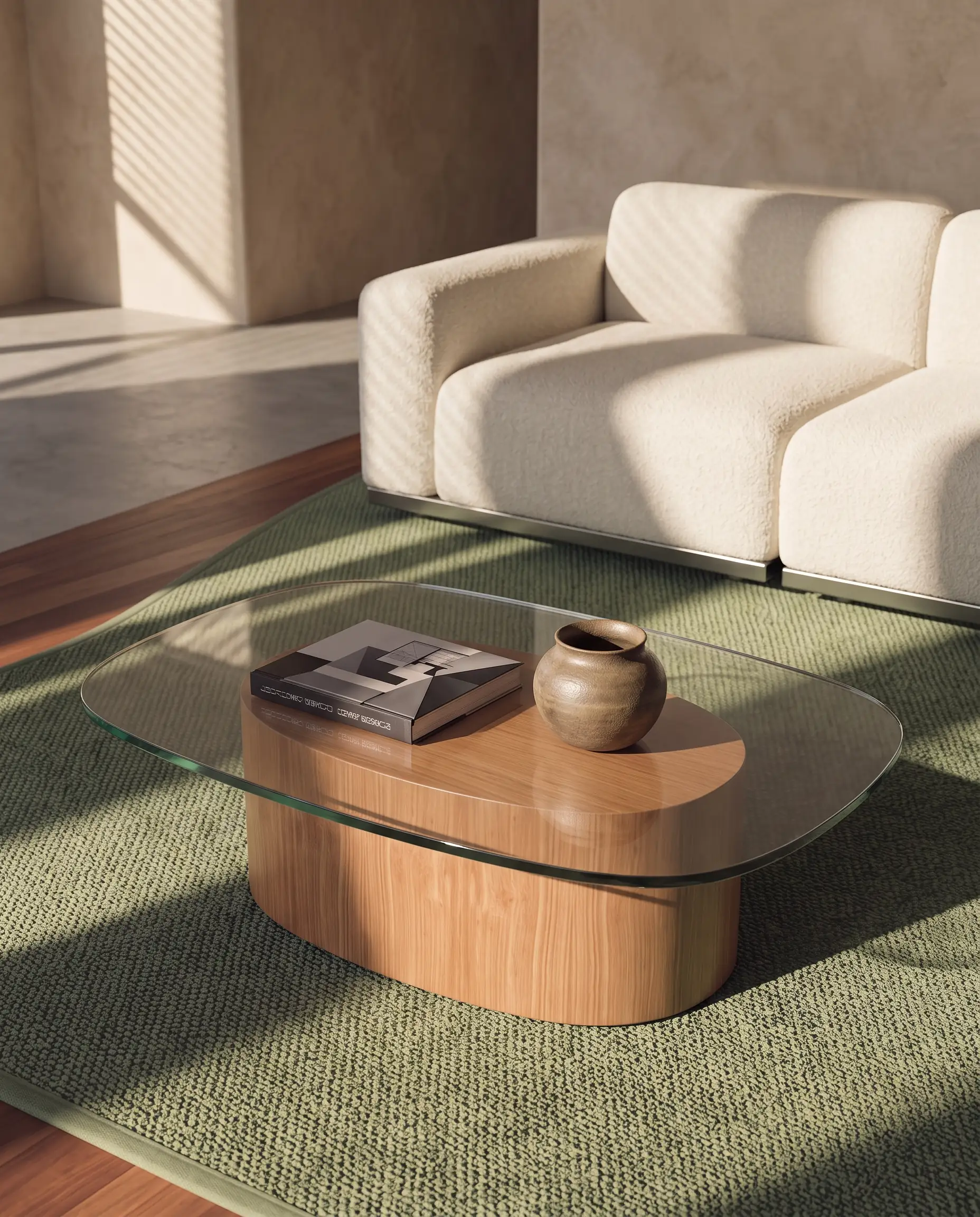 Mesa de Centro Cristallo Rectangular de la colección Solenne de Sierra, en ambiente