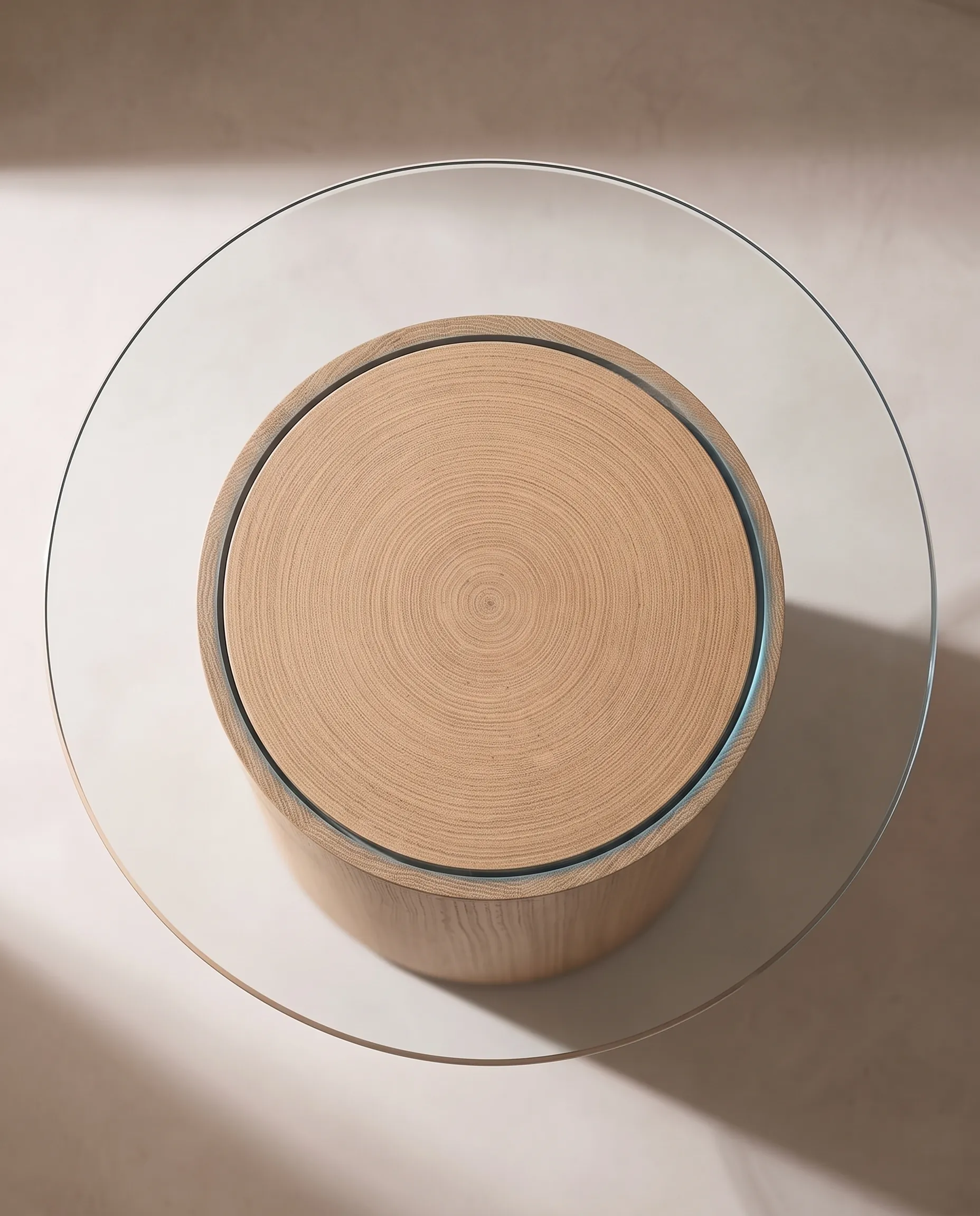 Detalle de materiales de Mesa de Comedor Cristallo Redonda, colección Solenne de Sierra