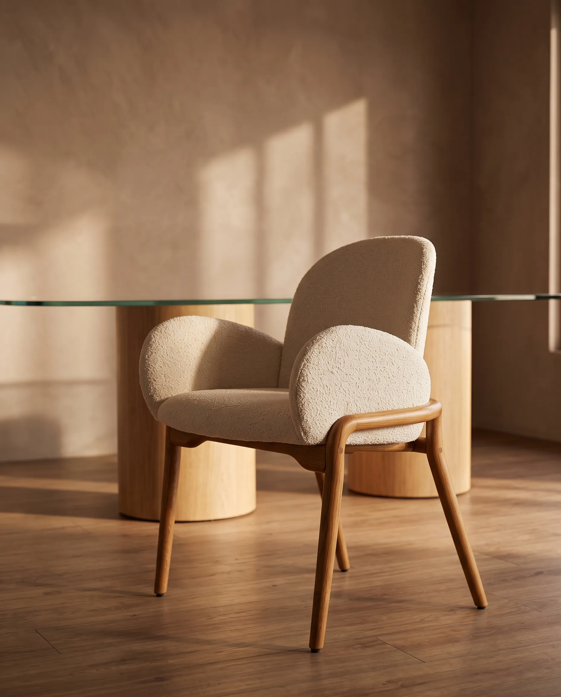 Silla Prima Base Torneada de la colección Solenne de Sierra, en ambiente